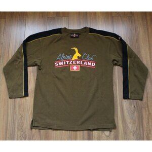Vintage Alpine Club Switzerland Mens Pullover Large Ibex Graphic Crewneck